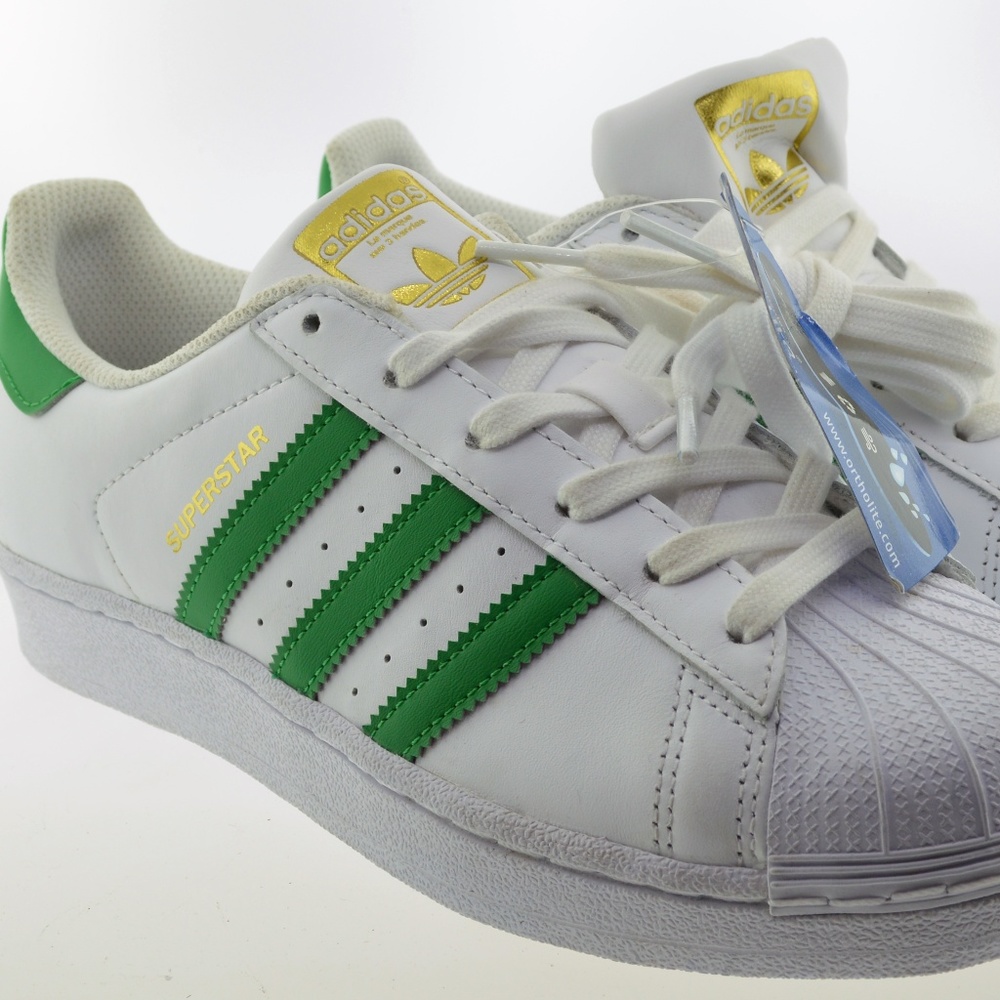 Adidas Superstar Leather White Green Gold Trainers